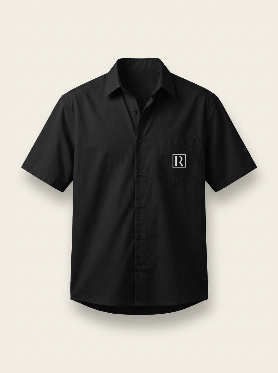 Chemise Noire — Manches Courtes